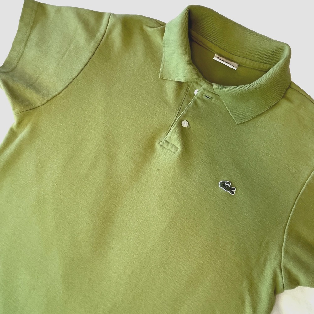 Lacoste Polo Shirt Mens Size 3 (Small) Olive Green Pique Short Sleeve